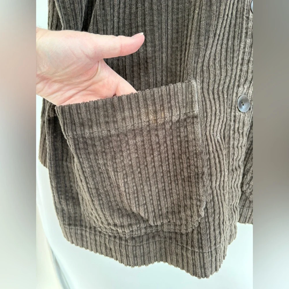 Flax Brown Oversized Corduroy Jacket with Front Pockets - Picture 5 of 5